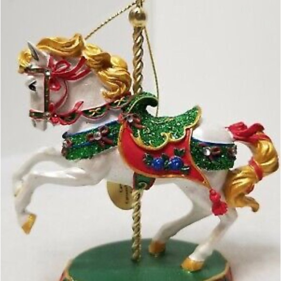 Danbury Mint Carousel Horse Ornament - Red, Green, Gold Collectible NWT - Picture 2 of 3
